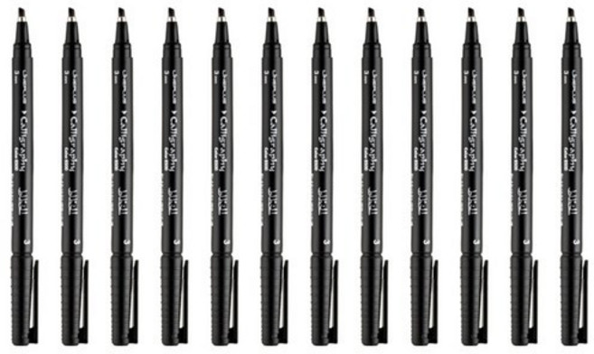 라인플러스 캘리그라피펜 3mm, 흑색, 12개