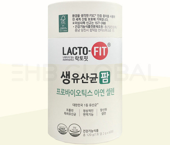 장유산균 장건강 종근당 락토핏 생유산균 팜 60포 프로바이오틱스 아연 셀렌, 120g, 6개