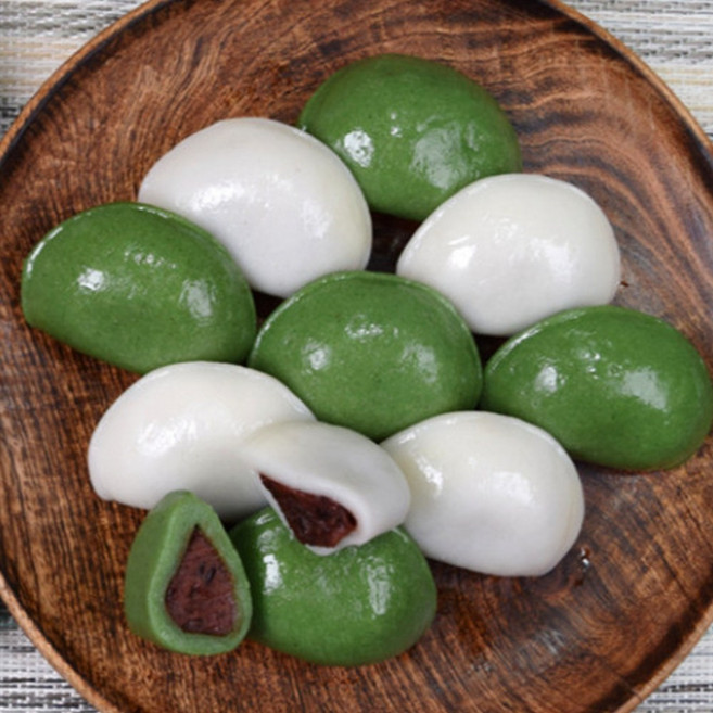냉동 바람떡 1kg 대용량 반달 쑥떡 팥앙금 아이 어르신 간식 건강한 굳지않는, 2색 바람떡 1kg, 1개
