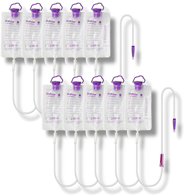 프리미엄 피딩백 세트 일체형 1000ml 식품용 환자음식공급기, 10개