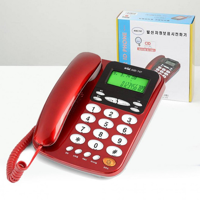 안텔747/레드 발신자표시 유선전화기 온후크 LCD 백라이트 사무실 매장 집 전화기, 상세페이지 참조