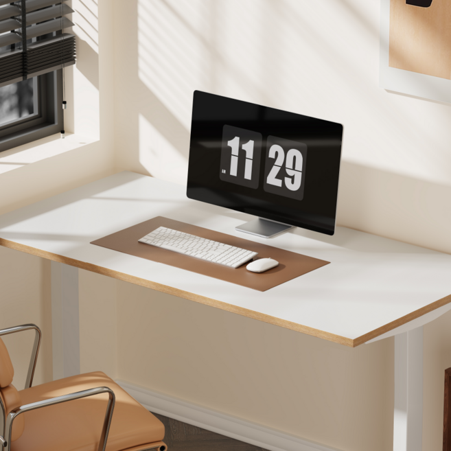 루나랩 컴퓨터책상 데스크 엣지형 1200, 화이트 우드 엣지, 화이트, 1500mm