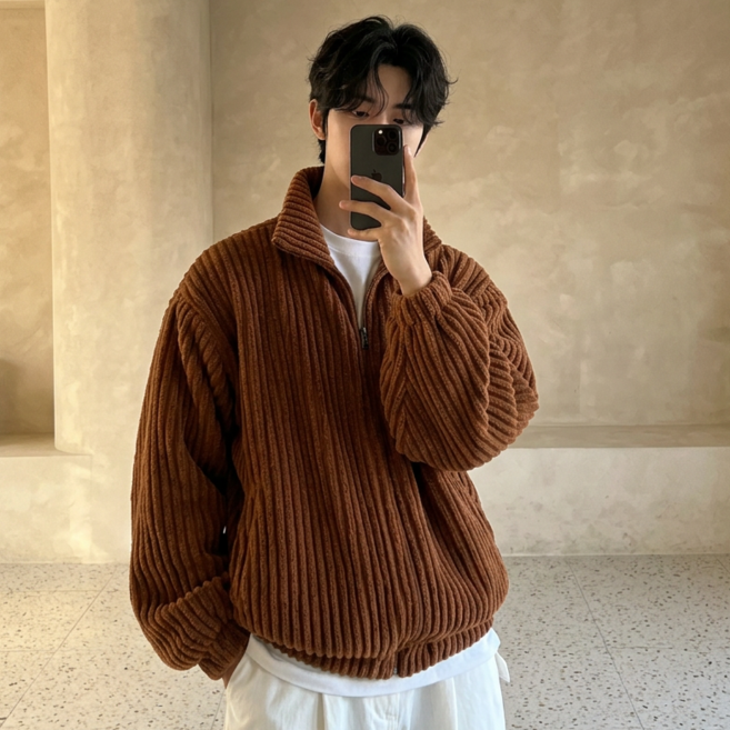 츄러스 하이넥 코듀로이 플리스 자켓 T1048