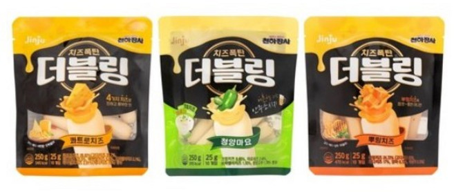 진주햄 천하장사 더블링 소시지 250g 청양마요 + 뿌링치즈 + 콰트로치즈 / 간식 소시지, 750g, 1세트