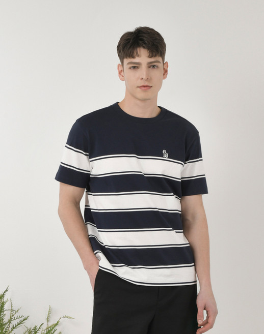 25SS [ONLINE EXCLUSIVE] 네이비 남성 스트라이프 반팔 티셔츠 HUTS5B901N2