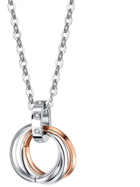 에르모사제이 맨즈 MN023 써지컬 스틸 트리플 링목걸이 남자 여자 우정 커플 목걸이