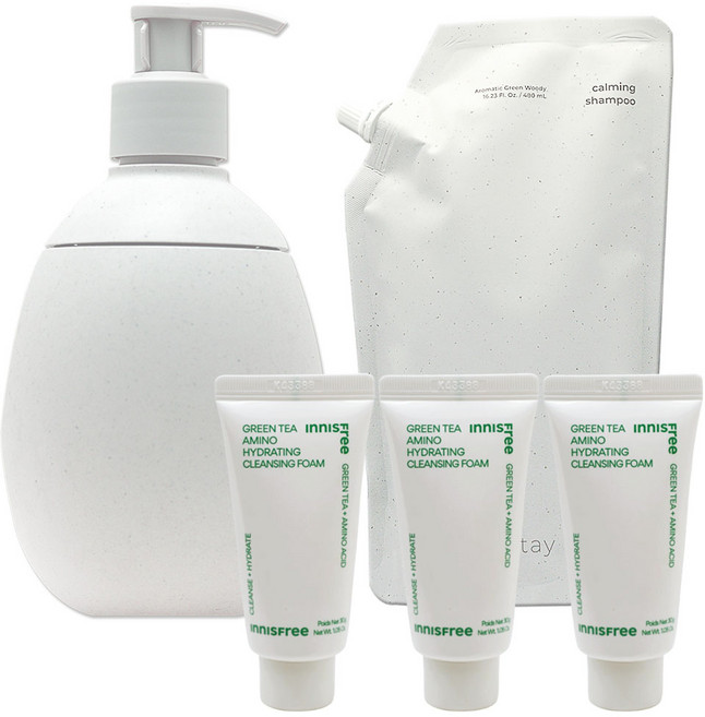 이니스프리 리스테이 카밍 샴푸 480mL(세트)+(아미노폼30gx3개 증정), 1개, 480ml