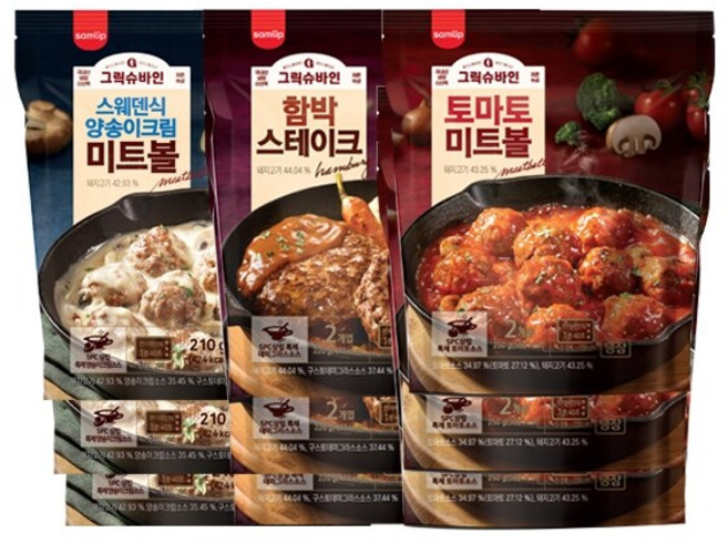 그릭슈바인 함박스테이크/미트볼 3개입, 3개, 220g