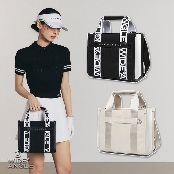 와이드앵글 여성 골프 가방 용품 여자 골프 크로스백 웨빙 베이직 토트백 WWP24B07, (E2) 베이지