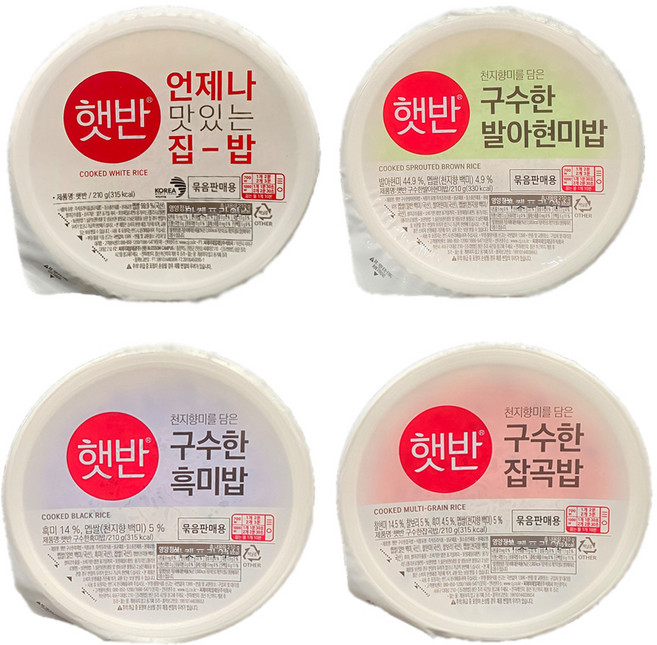 햇반 210g 4종 혼합 24개 (백미x6 +발아현미x6 + 흑미x6 + 매일잡곡x6)