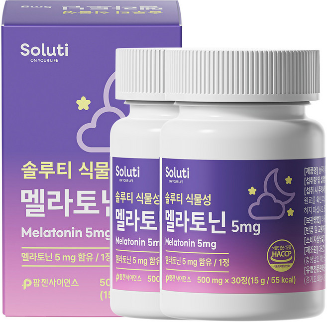 솔루티 식물성 멜라토닌 5mg, 2개, 30정