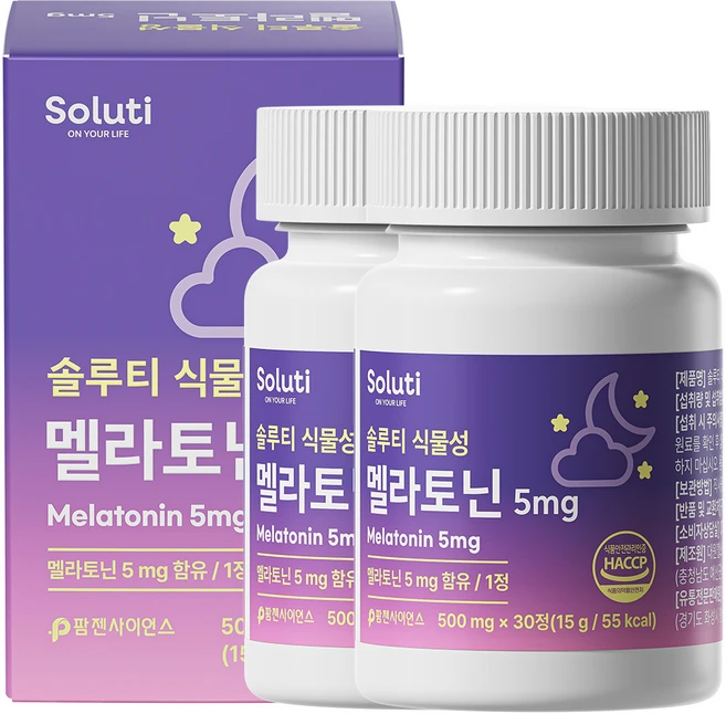 솔루티 식물성 멜라토닌 5mg, 2개, 30정 - 쿠팡