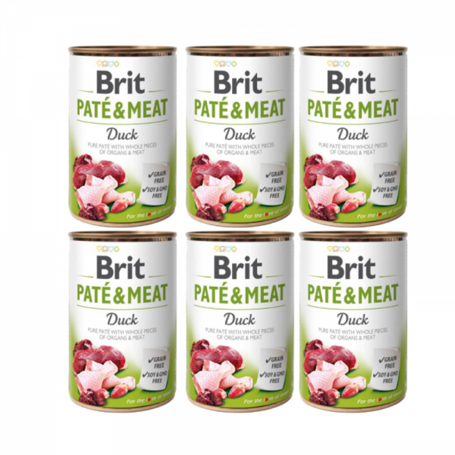 브릿 파테앤미트 생식내장포함 주식캔 강아지습식사료, 6개, 400g, 오리