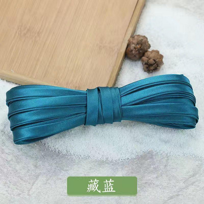 無品牌 色丁四折包邊條 緞帶綢緞領口衣服鑲邊輔料, 藏藍,一件5米