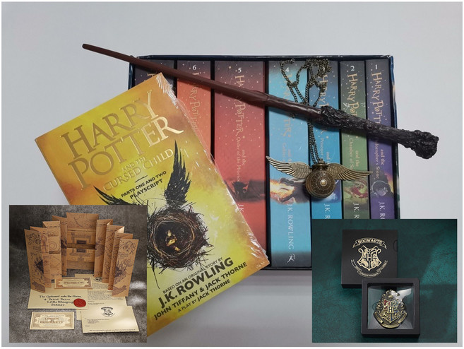영어원서 해리포터 8권 + 굿즈 5종세트 마법지팡이 스니치시계 호그와트뱃지 마루더즈맵 입학통지서, 해리포터세트