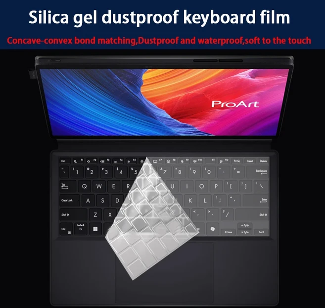 ASUS ProArt PZ13 (HT5306) 실리콘 키보드 필름 노트북 스크린 필름 HD 안티 블루 터치 스크린 보호 필름, 04 KB Cover