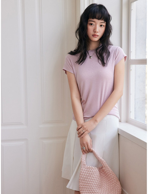 여성용여름텐셀울반팔티셔츠라운드넥디자인 /TS01