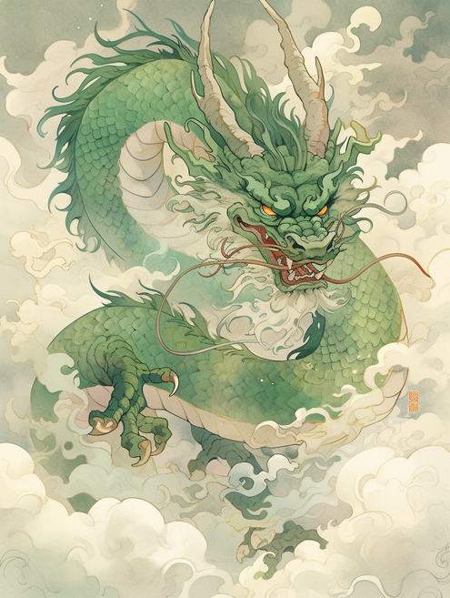 우주기운 청룡 우드 조각퍼즐 갑진년 용띠 12간지 성공 건강 액막이 수호신 용 어르신 효도선물 풍수 전통화 컬렉션 그림퍼즐 집콕취미 8종, 상운 속 수호신수 청룡 퍼즐선택4, 1000피스, 1개