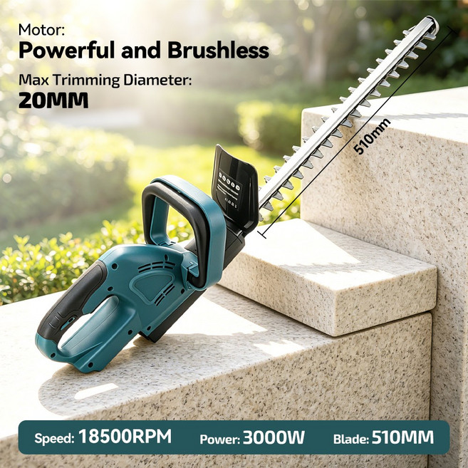 충전식 전동 함석가위 RDDSPON 3000W 전기 헤지 트리머 510mm 블레이드 휴대용 무선 잔디 깎는 기계 정원 전정기 마키타 18-21V 배터리용 공구, [01] 옵션1