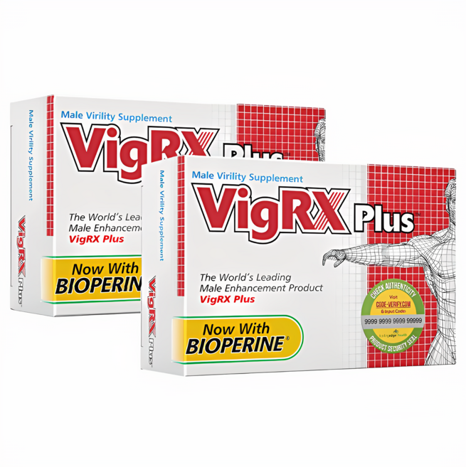 VIGRX Plus 남성 활동 에너지 서포트 자연 허브 휴대용 일일 보조제, 2박스, 60정