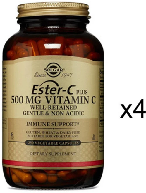솔가 에스터-C 플러스 비타민 C 500mg 베지캡슐 글루텐 프리 비건 무설탕, 250정, 4개입 - 쿠팡