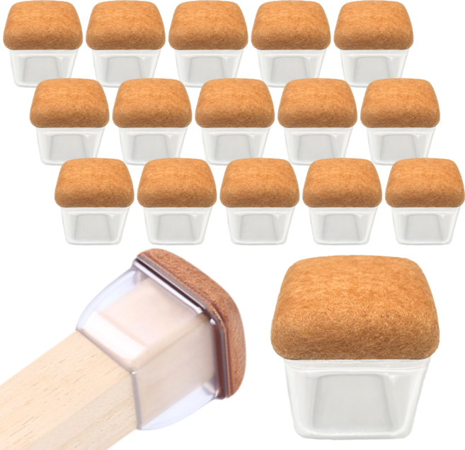 살림대표 소음 방지 식탁 다리 의자 발커버 사각 16개 보호캡, 브라운, 1세트