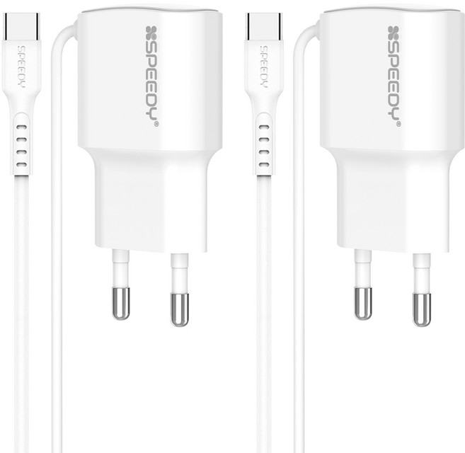 스피디 저전력 저속 5V 1A C타입 일체형 충전기 군반입가능, 2개, 화이트