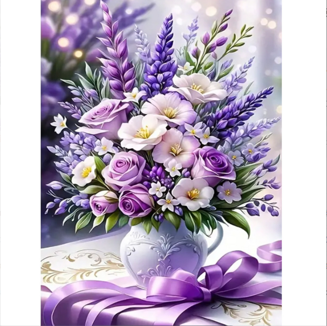 데일리베러 5D 보석십자수 DIY 풀세트 취미 인테리어 액자 만들기 30*40, 1개, 장미 (30x40)