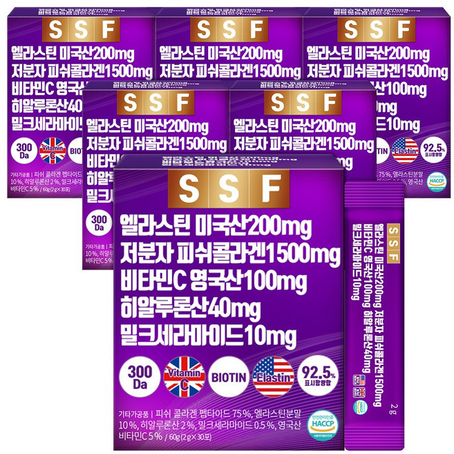 순수식품 엘라스틴 저분자 피쉬 콜라겐 밀크세라마이드 히알루론산 6개월분(180포), 2g, 180개