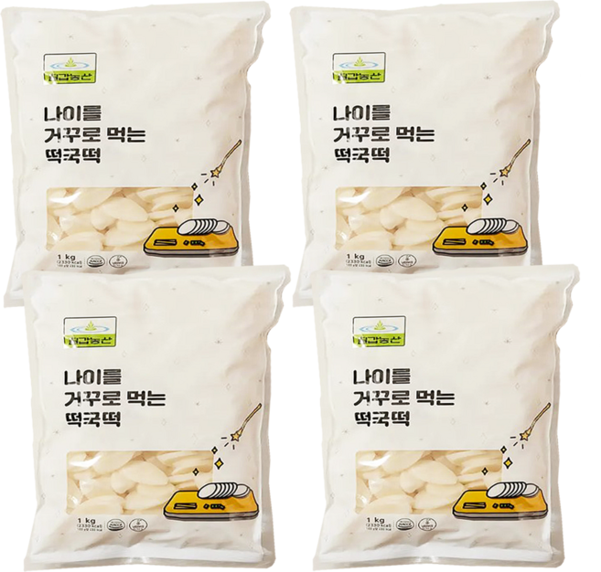 칠갑농산 나이를 거꾸로 먹는 떡국떡 1kg x 4개 / 냉장 쌀떡 쌀떡국떡 만두국