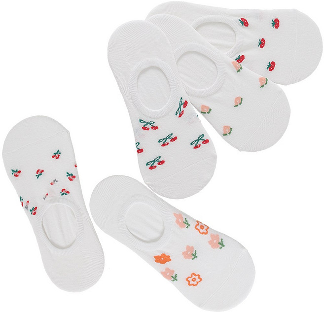 이너피아 잔꽃무늬 여성 덧신 여자 페이크삭스 5켤레