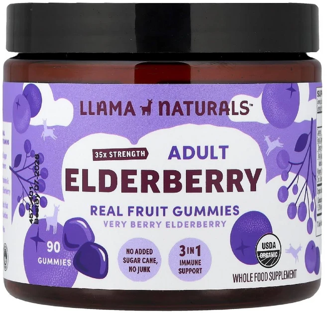 Llama Naturals 성인용 엘더베리 Real Fruit 구미젤리 베리 90개, Llama Naturals, 성인용 엘더베리, Real, 1개 - 쿠팡
