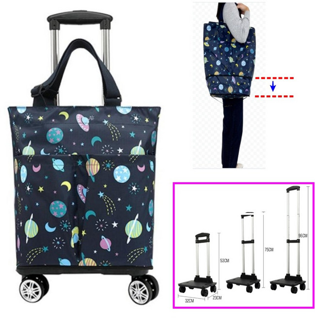 바퀴달린장바구니 휴대용장바구니 접이식 시장 캐리어 쇼핑 핸드 카트, 쇼핑카트 네이비(우주) 기본형, 1개