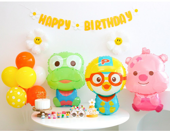 이벤트홀릭 뽀로로 풍선 생일파티용품 세트(자유레터링) 두돌생일상, 뽀로로와 친구들 세트