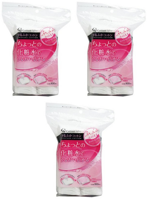 코튼라보 우루후카 매직화장솜, 3개, 100매입