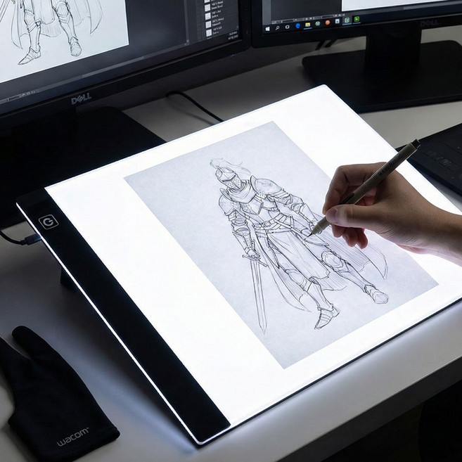 밝기조절 LED 라이트패드 트레이싱보드 미술 만화 웹툰 라이트박스, 1개