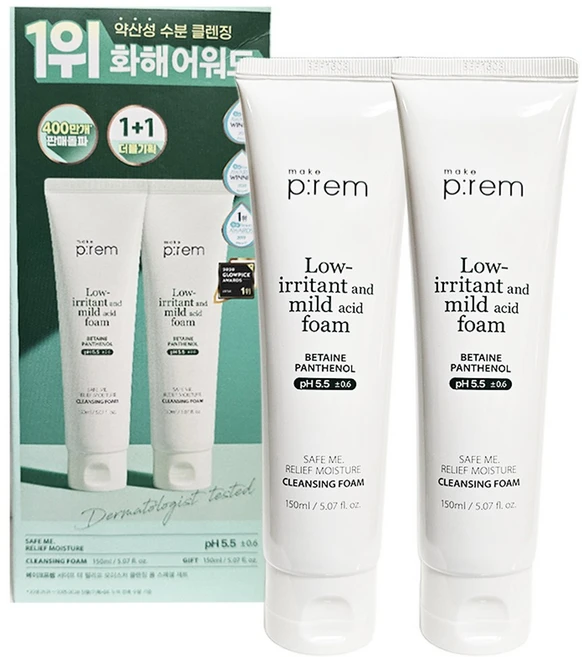 메이크프렘 세이프 미 릴리프 모이스처 클렌징 폼, 150ml, 2개 - 쿠팡