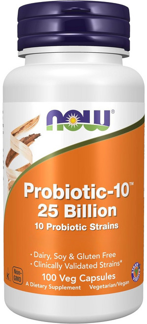 NOW Foods Probiotic-10 250億益生菌素食膠囊, 100顆, 1罐