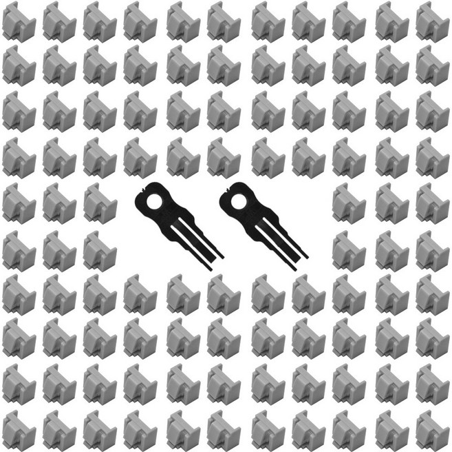 랜포트락 키2개 잠금알100개 보안 차단 잠금 장치그레이, 1cm, 1세트, 그레이