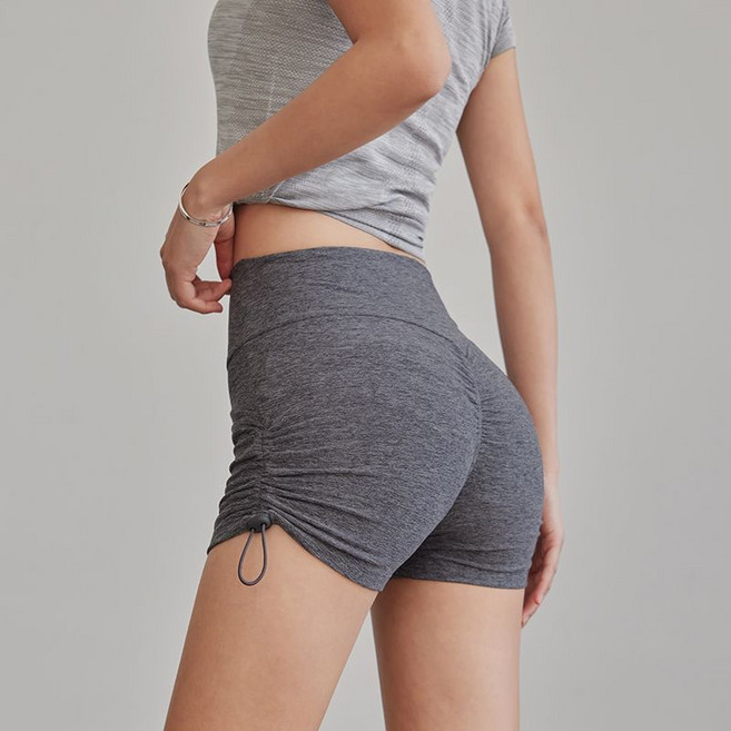 寬鬆瑜伽服長袖女，運動上衣，跑步，健身衣, 1個, 麻灰【短褲】-D503 收臀短褲均碼 【適合80-110斤】