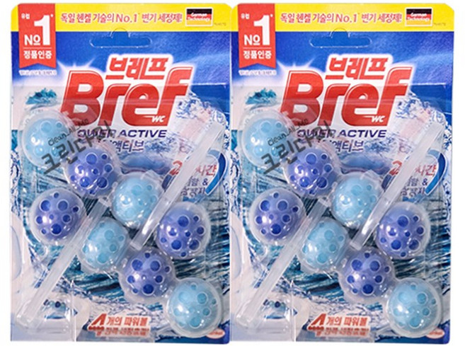 브레프 파워액티브 파워볼 변기세정제 퍼시픽 오션 2입, 2개, 100g