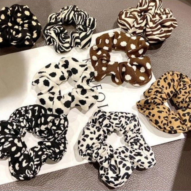 IFNA 지브라 호피 도트 곱창 머리끈 멀티 헤어슈슈 4P 세트