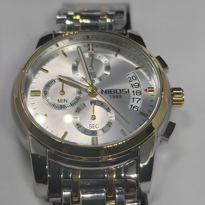 남성 NIBOSI 메탈시계 생활방수 정장시계 날개버클
