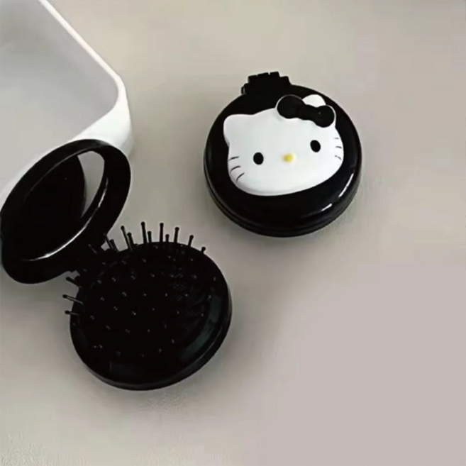 헬로키티 빗거울세트&손잡이빗 여자빗거울세트 여자머리손질도구, 1개, B 원형 빗거울