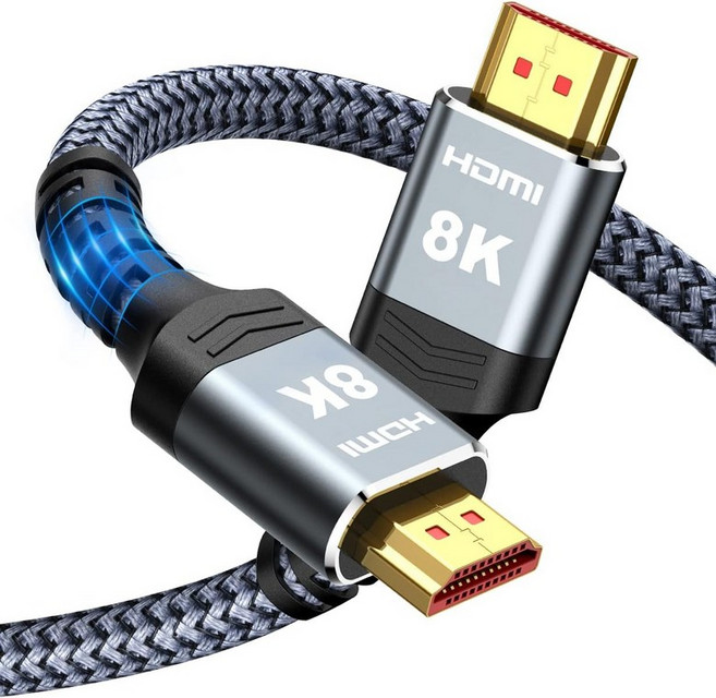 하이윙스 8K 10K 4K HDMI 케이블 48Gbps 6.6FT2M 인증된 초고속 2.1 땋은 코드-4K@120Hz 8K@60Hz DTS:X HDCP 2.2 및 2.3 HDR, 35 feet, Grey