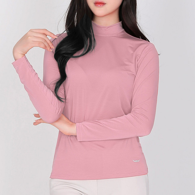 <BFL> 여성 반목 긴팔 티셔츠 / 실키한 스트라이프 스판 스포츠 골프 이너 긴팔티