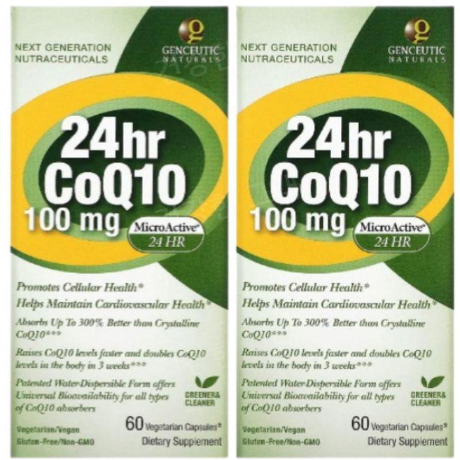 Genceutic Naturals 24시간 CoQ10 100mg 베지캡슐 60정, 2개