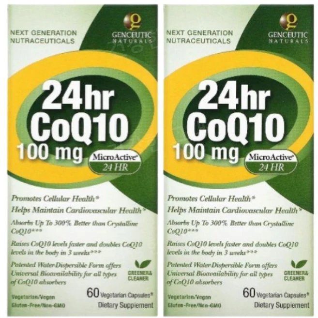 Genceutic Naturals 24시간 CoQ10 100mg 베지캡슐 60정, 2개 - 쿠팡