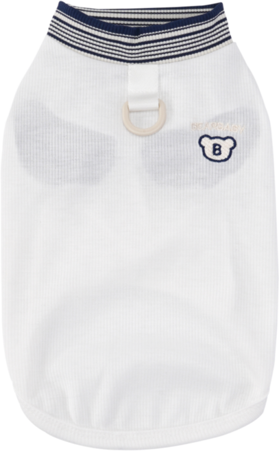 넥스트엣지 펫파션 곰돌이 자수 D링 산책복 강아지 티셔츠 애견옷, 1개, 클린 화이트