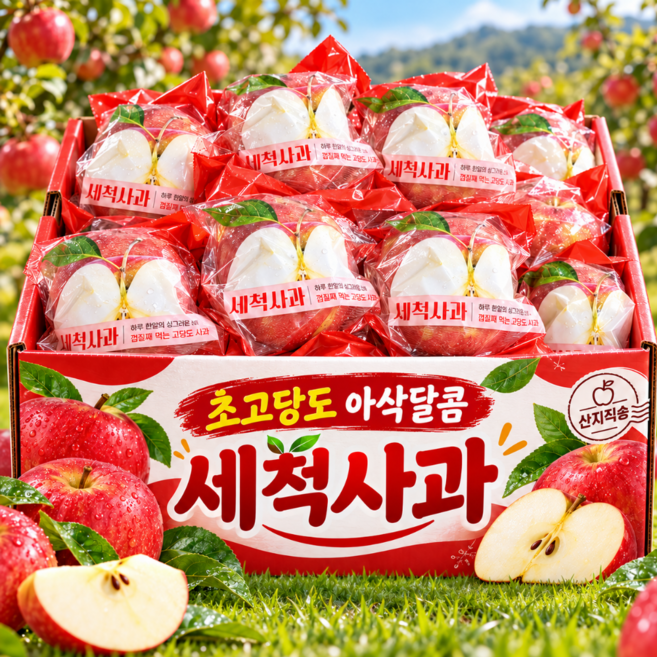 [단독초특가] 최대15brix 초고당도 껍질째 아삭달콤 세척사과, 1박스, 3kg